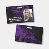 Zwart & Paarse Marmer Hallo Achter het Masker Badge (Voor- en achterkant)