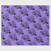 Zwart & Paarse Muziek Treble Clef Tree Papier (Vlak)