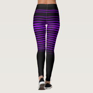 Zwart-paarse of aangepaste kleur gestreept leggings