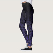 Zwart-Paarse ombre gradiënt fade Floral Damask Leggings (Links)