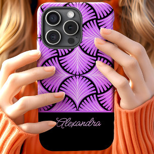 Zwart Paarse Retro Jaren 20 Gatsby Palmen Script N iPhone 15 Case