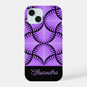 Zwart Paarse Retro Jaren 20 Gatsby Palmen Script N iPhone 15 Case