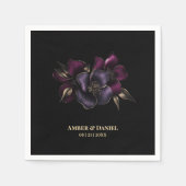 Zwart Paarse Roze Bloemen Huwelijk Servet (Voorkant)