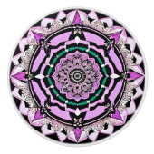 Zwart, Paarse, Roze en Blauwgroen Mandala Keramisc Keramische Knop (Voorkant)