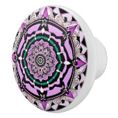 Zwart, Paarse, Roze en Blauwgroen Mandala Keramisc Keramische Knop (Rechts)