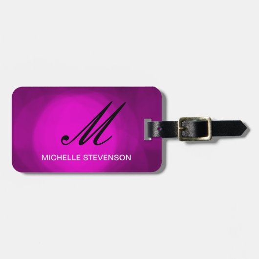 Zwart Paarse Roze Monogram Pas Bagagelabel aan (Voorkant horizontaal)
