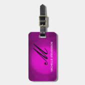 Zwart Paarse Roze Monogram Pas Bagagelabel aan (Voorkant verticaal)