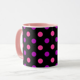 Zwart Paarse Roze Stippen Patroon  Mok