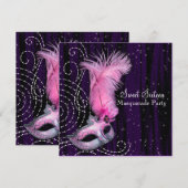 Zwart Paarse Roze Sweet 16 Masquerade Party Kaart (Voorkant / Achterkant)