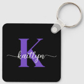 Zwart-Paarse-scriptmonogram Sleutelhanger (Achterkant)