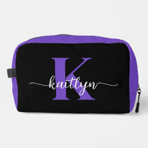 Zwart-Paarse-scriptmonogram Toilettasje