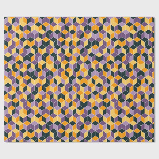 Zwart Paarse Sinaasappel Bold Fun Herfst Verjaarda Cadeaupapier (Vlak)