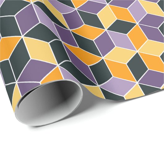 Zwart Paarse Sinaasappel Bold Fun Herfst Verjaarda Cadeaupapier (Rol Hoek)