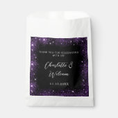 Zwart paarse sparkles bruiloft dank u bedankzakje (Voorkant)