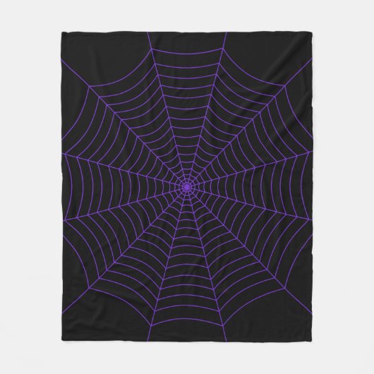 Zwart paarse spinnenweb Halloween patroon Fleece Deken (Voorkant)