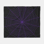 Zwart paarse spinnenweb Halloween patroon Fleece Deken (Voorkant (Horizontaal))