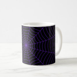 Zwart paarse spinnenweb Halloween patroon Koffiemok