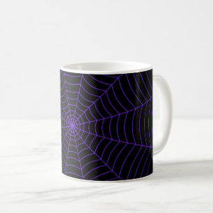 Zwart paarse spinnenweb Halloween patroon Koffiemok