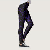 Zwart paarse spinnenweb Halloween patroon Leggings (Rechts)