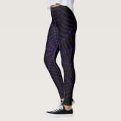 Zwart paarse spinnenweb Halloween patroon Leggings (Links)
