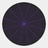 Zwart paarse spinnenweb Halloween patroon Ronde Sticker (Voorkant)