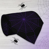 Zwart paarse spinnenweb Halloween patroon Stropdas