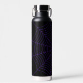 Zwart paarse spinnenweb Halloween patroon Waterfles (Voorkant)