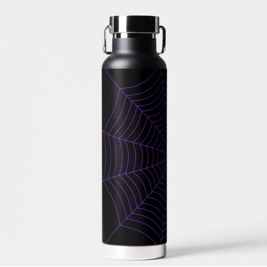 Zwart paarse spinnenweb Halloween patroon Waterfles (Voorkant)