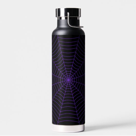 Zwart paarse spinnenweb Halloween patroon Waterfles (Links)
