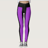 Zwart Paarse Strepen Patroon Custom Name Patricia Leggings (Voorkant)