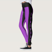 Zwart Paarse Strepen Patroon Custom Name Patricia Leggings (Links)