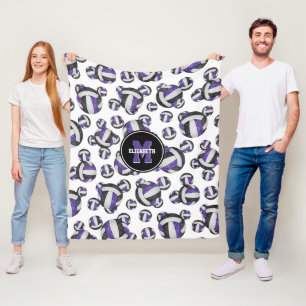 Zwart paarse Team Kleuren Meisjes Sport Volleybal Fleece Deken