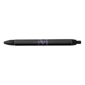 Zwart Paarse Violet Monogram Elegant Script Naam Zwarte Inkt Pen (Voorkant)
