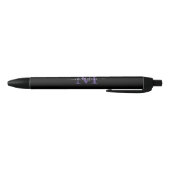 Zwart Paarse Violet Monogram Elegant Script Naam Zwarte Inkt Pen (Bodem)