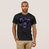 Zwart, Paarse, Violet Retro Abstract Art T-shirt (Voorkant volledig)