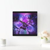 Zwart-Paarse vlinderkast Vierkante Klok (Huis)