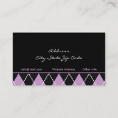 Zwart paarse witte argyle trendy visitekaartjes (Achterkant)