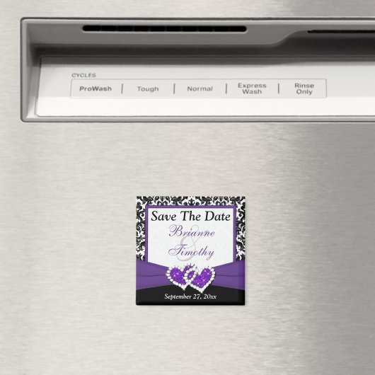 Zwart, Paarse, witte damast bewaar de datummagneet Magneet (Insitu (Vaatwasser))