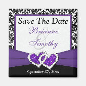 Zwart, Paarse, witte damast bewaar de datummagneet Magneet (Voorkant)