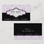 Zwart paarse witte damast interieurs visitekaartje (Voorkant / Achterkant)