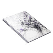 Zwart Paarse witte fractale lijn Abstract Notitieboek (Rechterzijde)