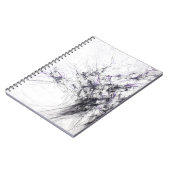 Zwart Paarse witte fractale lijn Abstract Notitieboek (Linkerzijde)