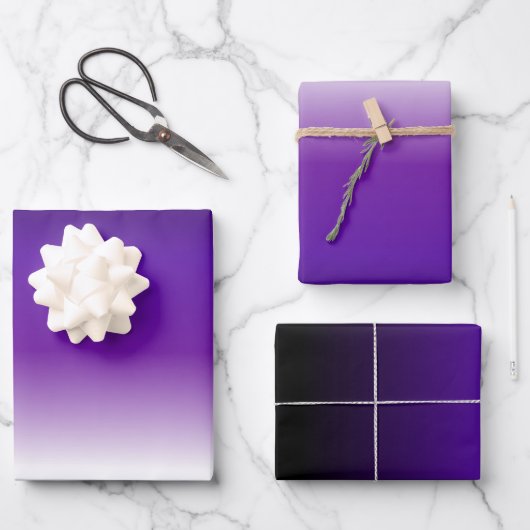 Zwart Paarse Witte Ombre Verpakking Papier Blad Se Inpakpapier Vel (Voorkant)