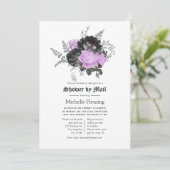 Zwart Paarse & Zilveren Bloemen Vrijgezellenfeest  Kaart (Staand voorkant)