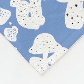 Zwart paddenstoelpatroon 01b Blauw BG Fleece Deken (Hoek)