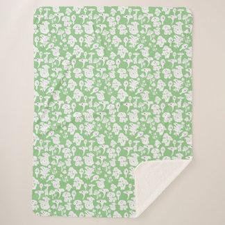 Zwart paddenstoelpatroon 01b Lgreen BG Sherpa Deken