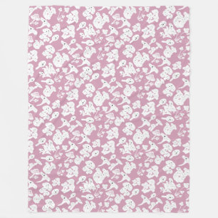 Zwart paddenstoelpatroon 01b Roze BG Fleece Deken