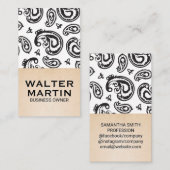 Zwart paisley bloempatroon visitekaartje (Voorkant / Achterkant)