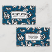 Zwart paisley bloempatroon visitekaartje (Voorkant / Achterkant)