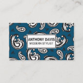Zwart paisley bloempatroon visitekaartje (Voorkant)